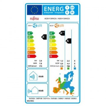 Fujitsu Eco ASEH12KNCA/AOEH12KNCA Κλιματιστικό Inverter 12000 BTU A++/A+ με WiFi